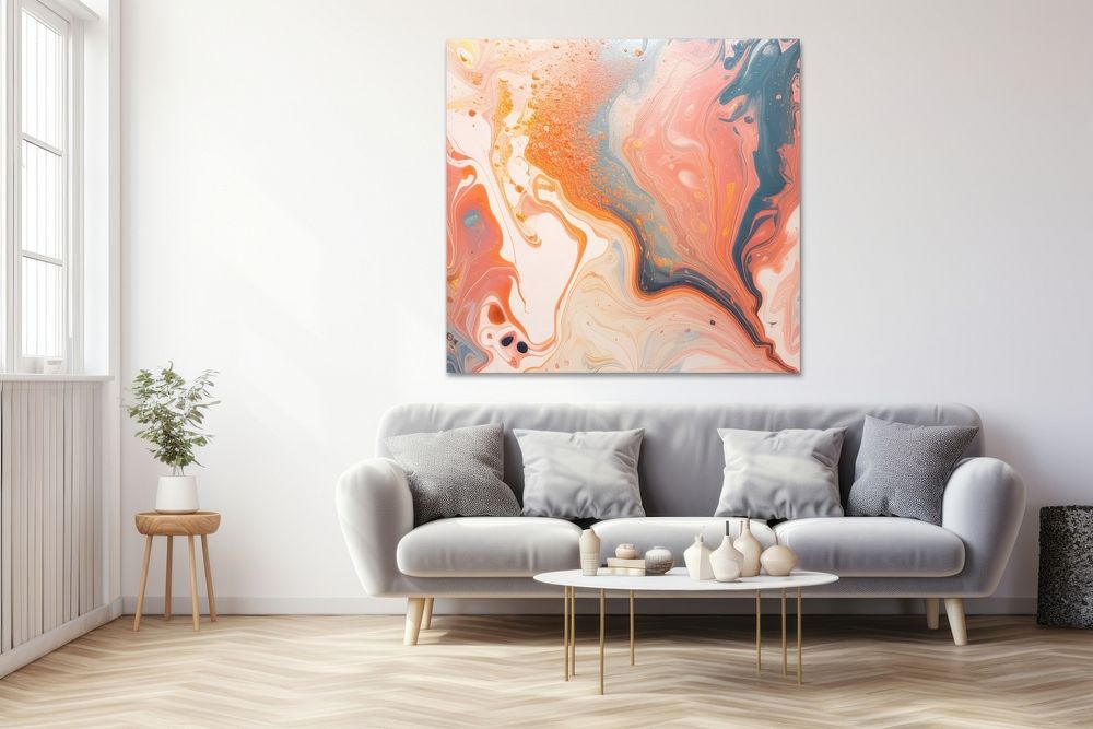 Horse marble acrylic pour furniture painting canvas.
