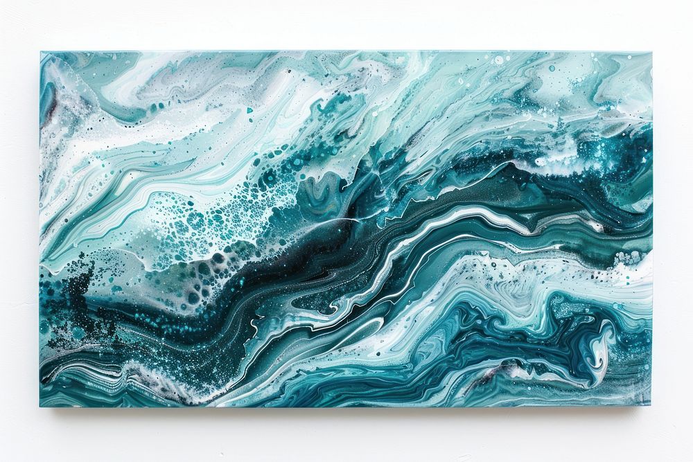Shark marble acrylic pour turquoise abstract gemstone.