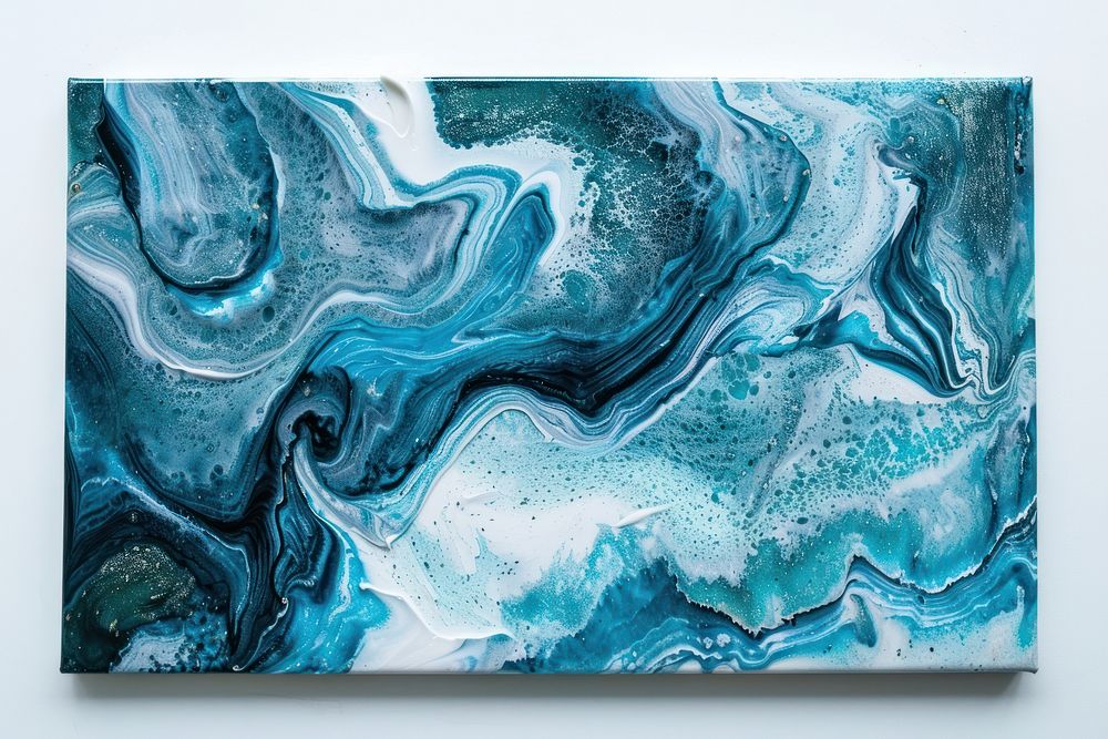 Shark marble acrylic pour turquoise abstract painting.