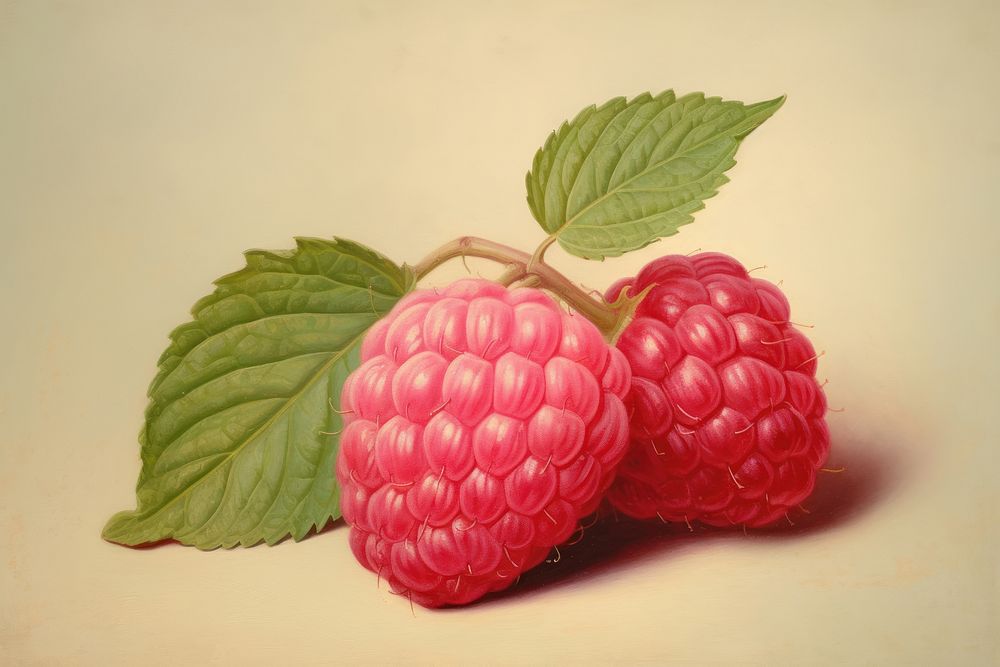 Close up on pale raspberry fruit plant food.