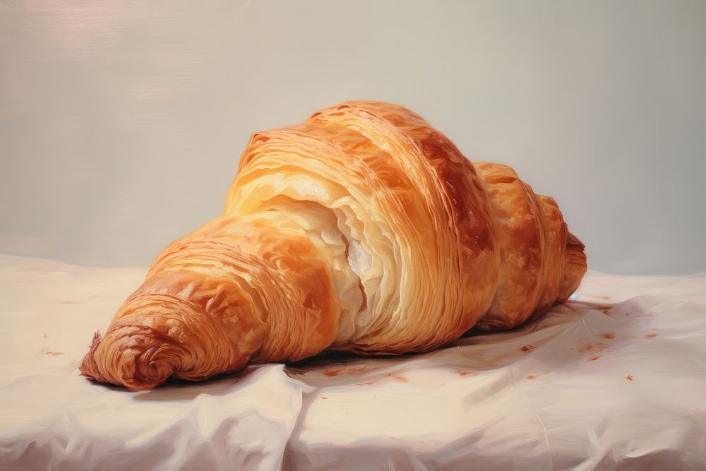 Close up on pale croissant bread food viennoiserie.