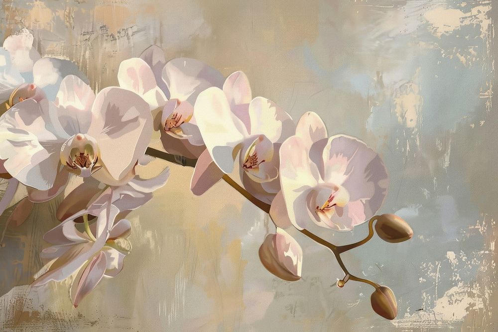 Close up on pale orchid painting blossom flower.