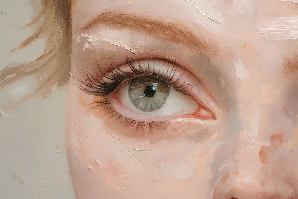Close up on pale cosmetic painting portrait art.