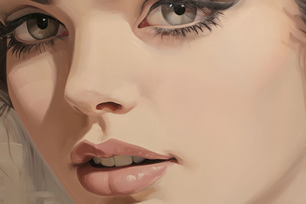 Close up on pale cosmetic portrait adult skin.