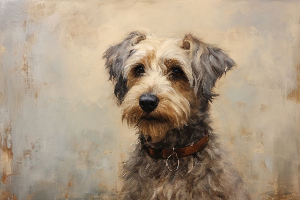 Close up on pale dog painting terrier mammal.