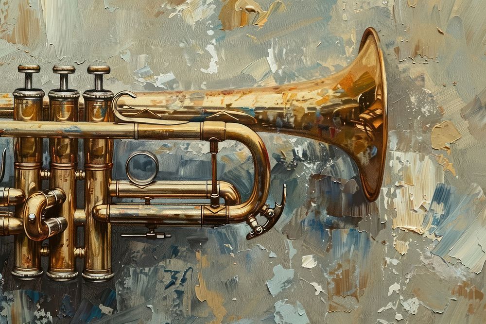 Close up on pale trumpet painting horn sousaphone.