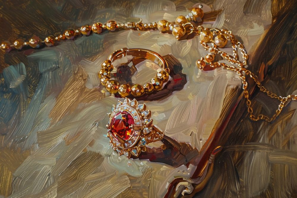 Jewellery necklace painting gemstone.