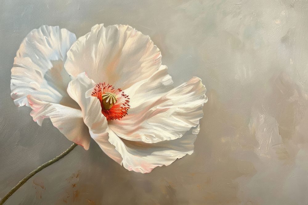 Close up on pale poppy painting flower petal.