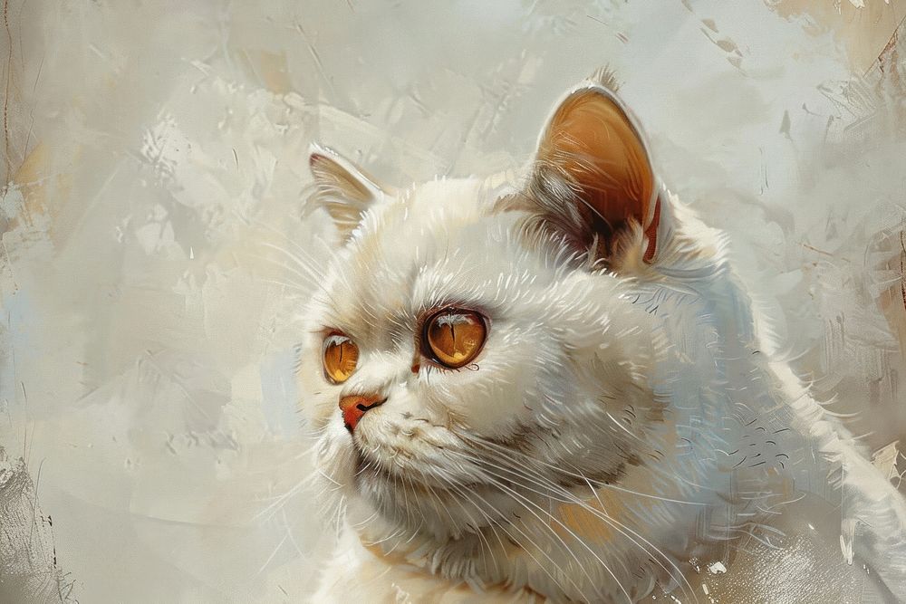 Close up on pale british shorthair cat painting animal mammal.