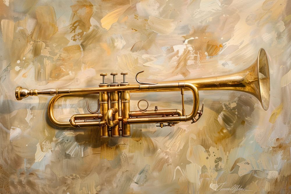 Close up on pale trumpet painting horn performance.