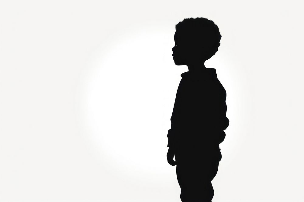 Boy silhouette clip art backlighting white white background.