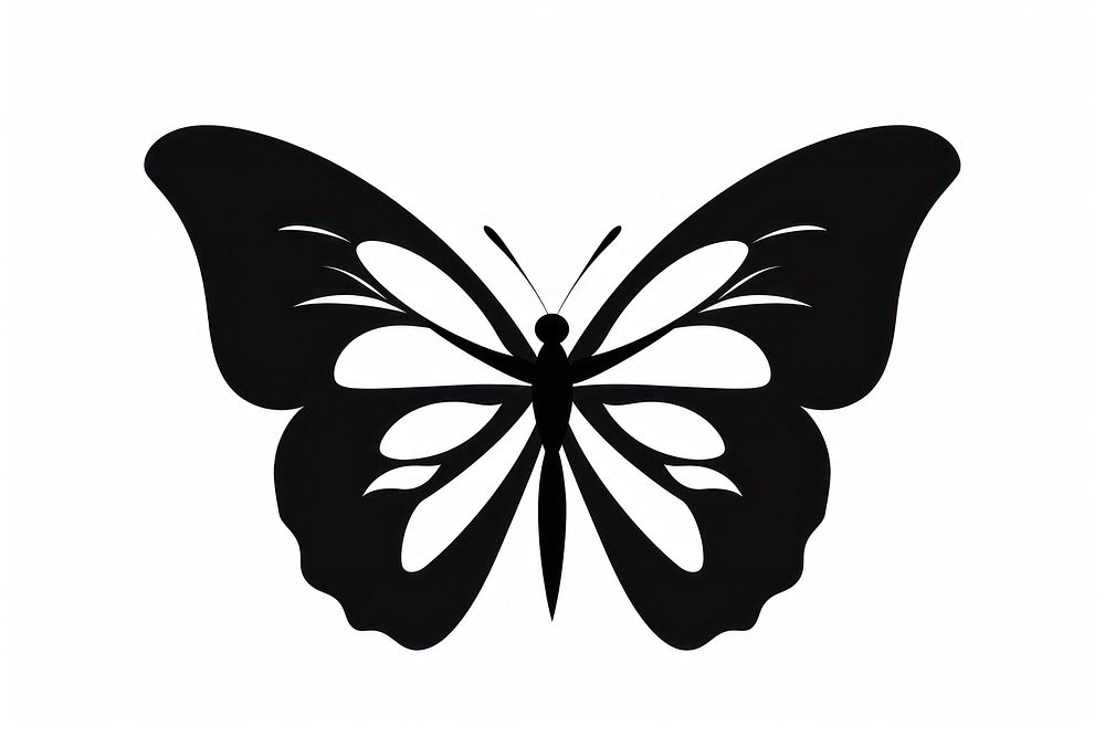 Butterfly silhouette clip art white white background monochrome.
