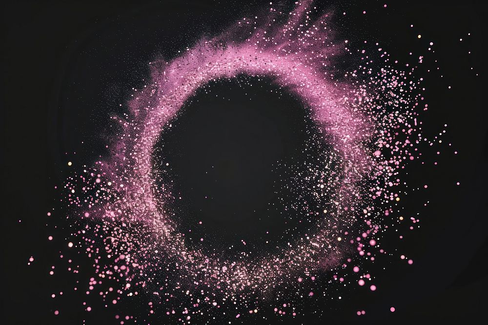 Celestial frame sparkle light pink fireworks night space.