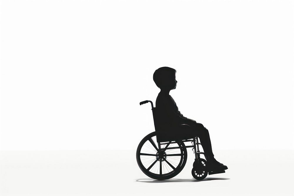 Child in Wheelchair silhouette clip art wheelchair white background transportation.