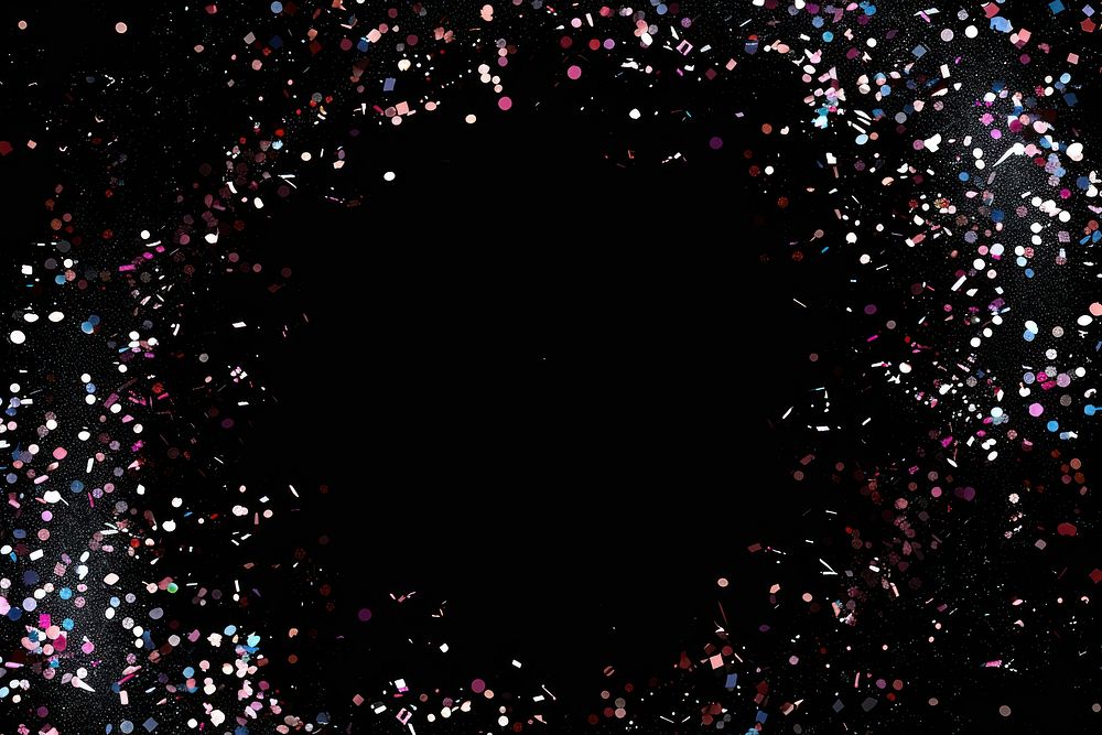 Confetti frame sparkle light backgrounds glitter black background.