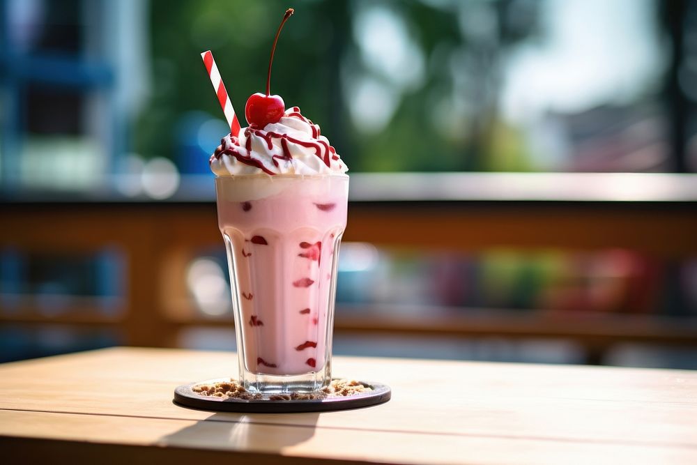 Close up of milkshake food dessert sundae.