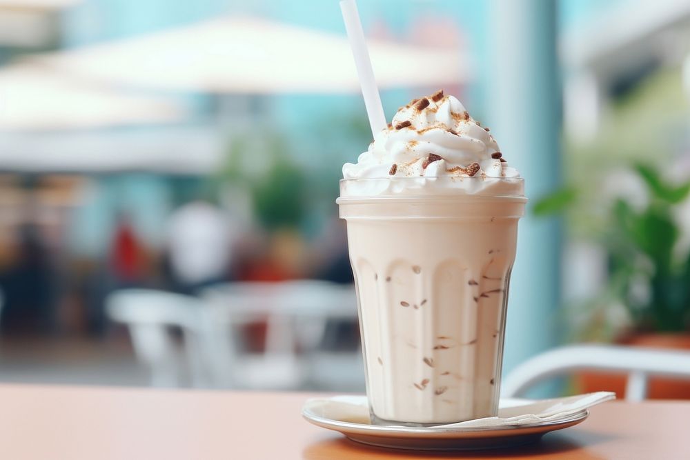 Close up of milkshake food dessert drink.