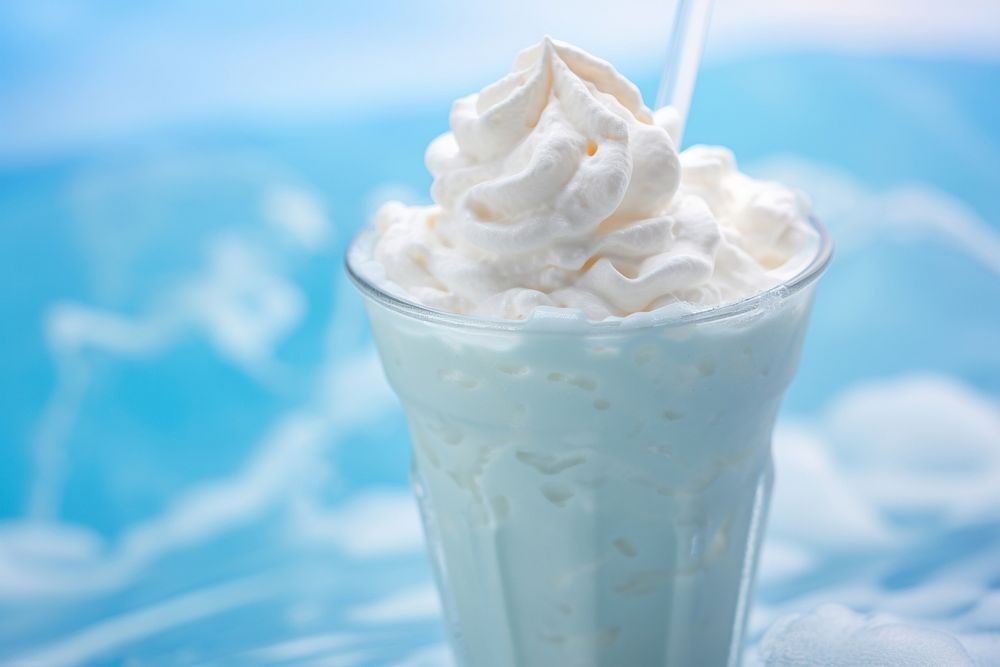 Close up of sea milkshake smoothie dessert drink.