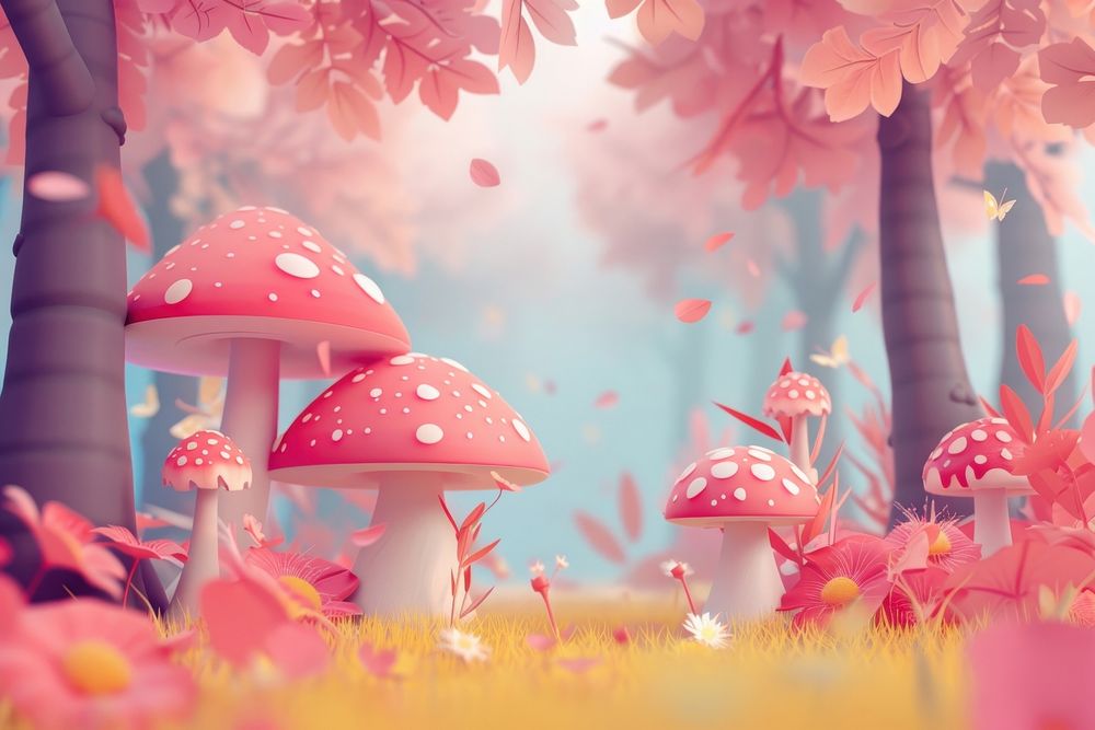 Cute mushroom forest background outdoors nature fungus.