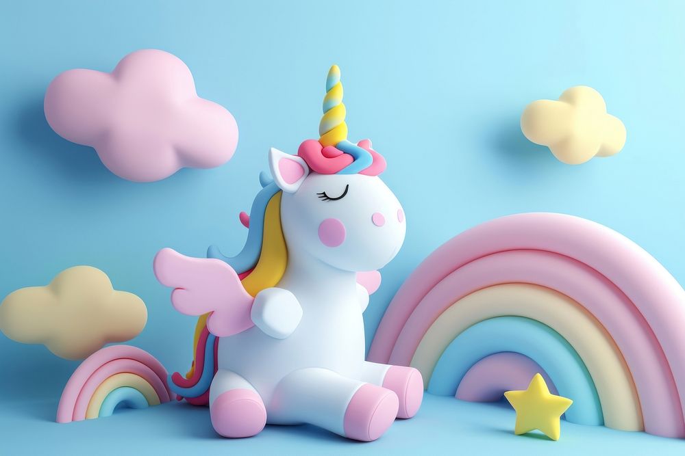 Cute mini unicorn background cartoon representation celebration.