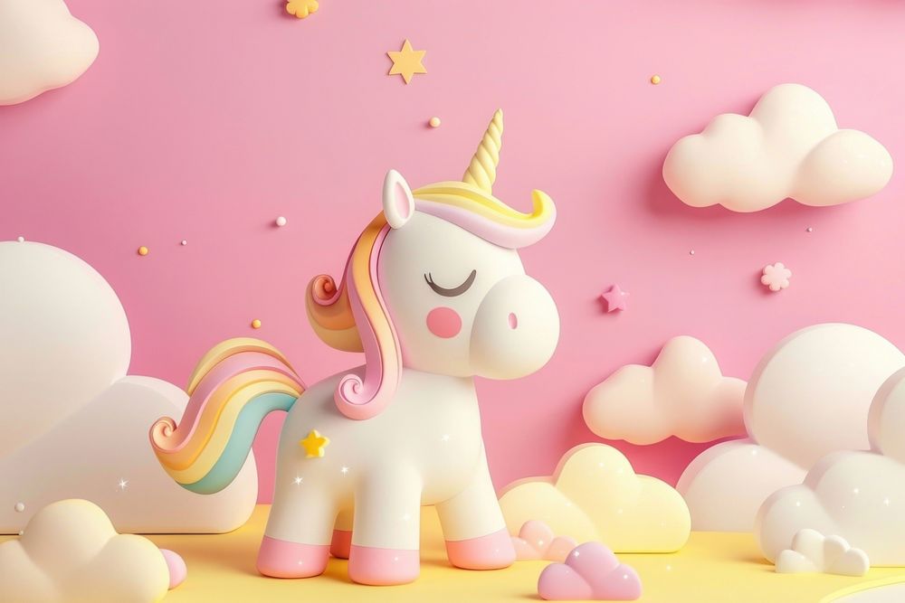 Cute mini unicorn background cartoon representation confectionery.