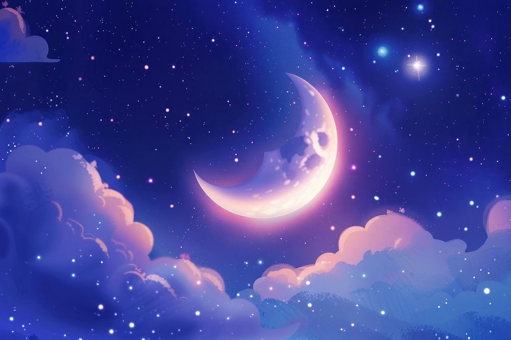 Cute moon in the galaxy background astronomy outdoors nature.