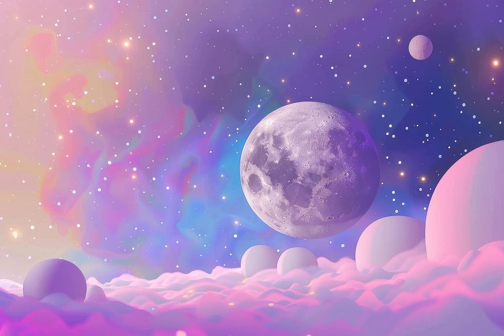 Cute moon in the galaxy background backgrounds astronomy universe.