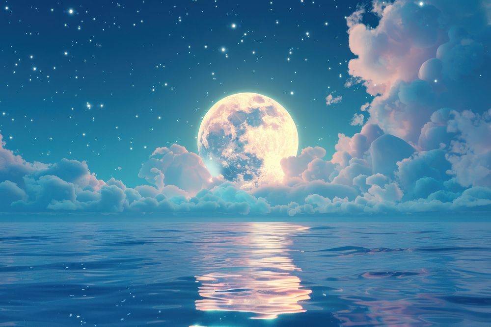 Cute moon over the sea background astronomy outdoors nature.