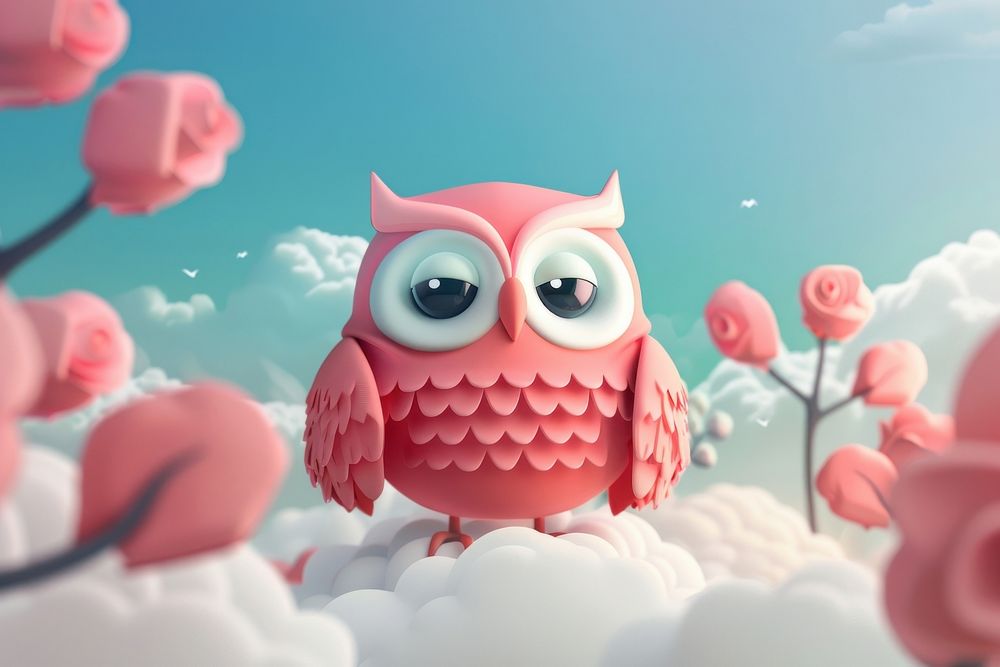 Cute owl background cartoon fantasy animal.