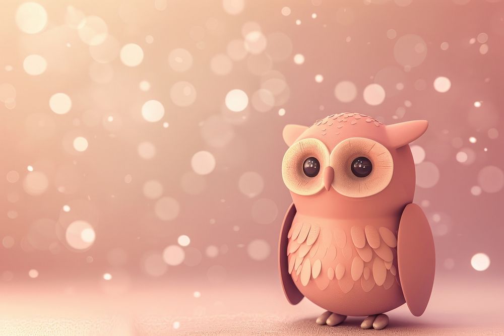 Cute brown owl background cartoon animal representation.