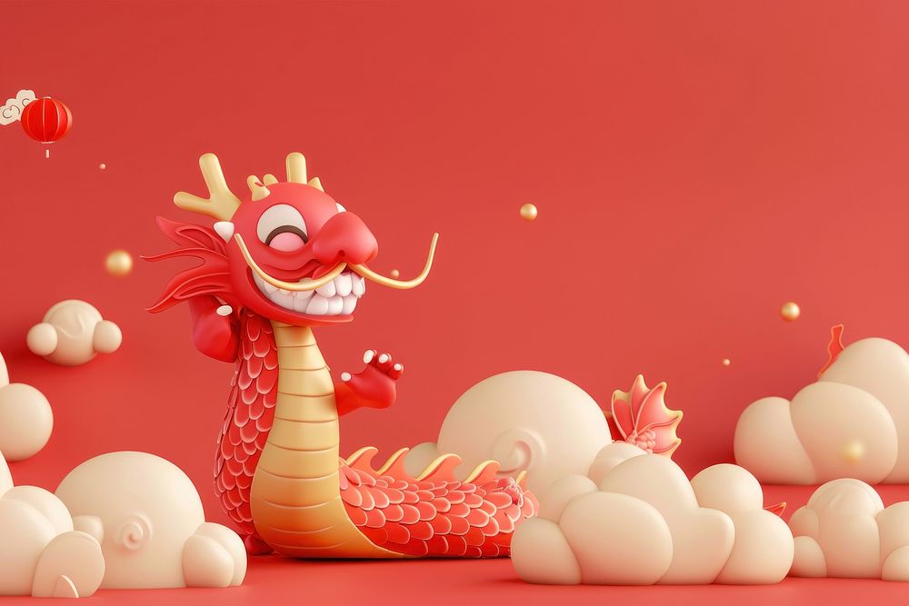Cute chinese dragon background cartoon representation celebration.
