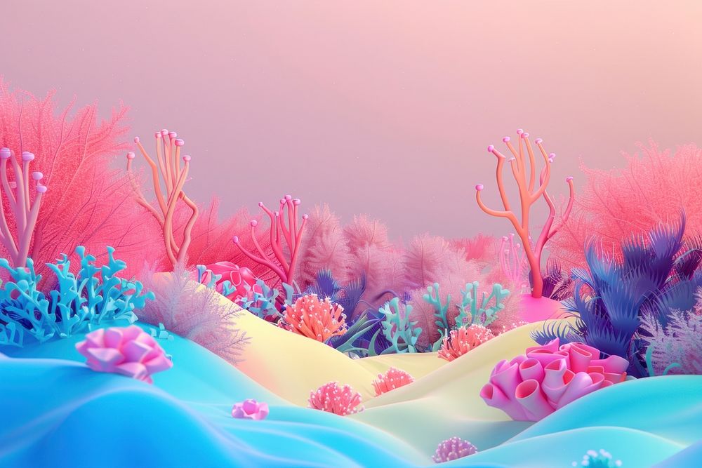 Cute colorful coral background nature sea art.