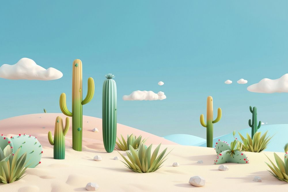 Cute desert with cactus background outdoors nature plant.