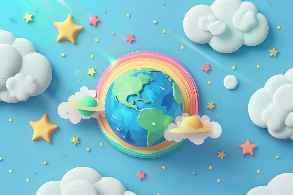 Cute earth in the space background cartoon creativity astronomy.
