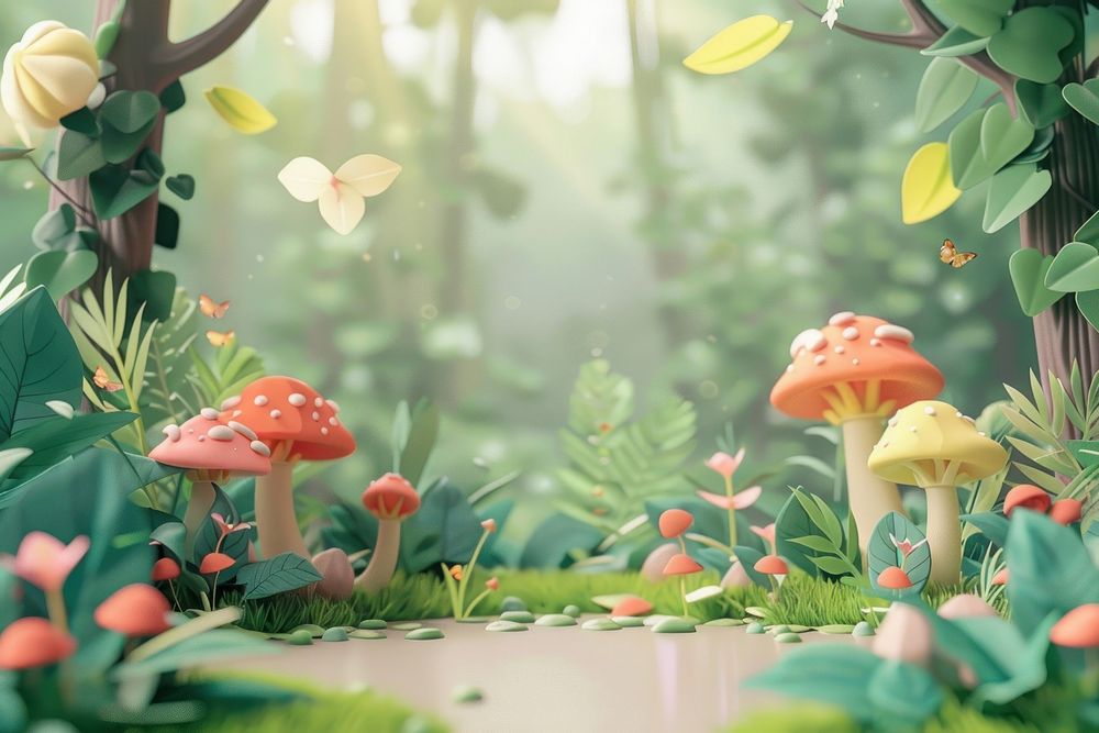 Cute elf forest background mushroom outdoors nature.