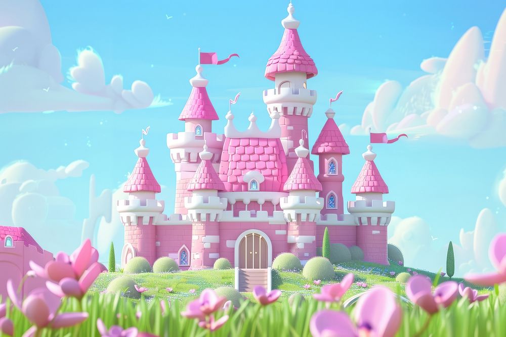 Cute grand castle background architecture building outdoors.