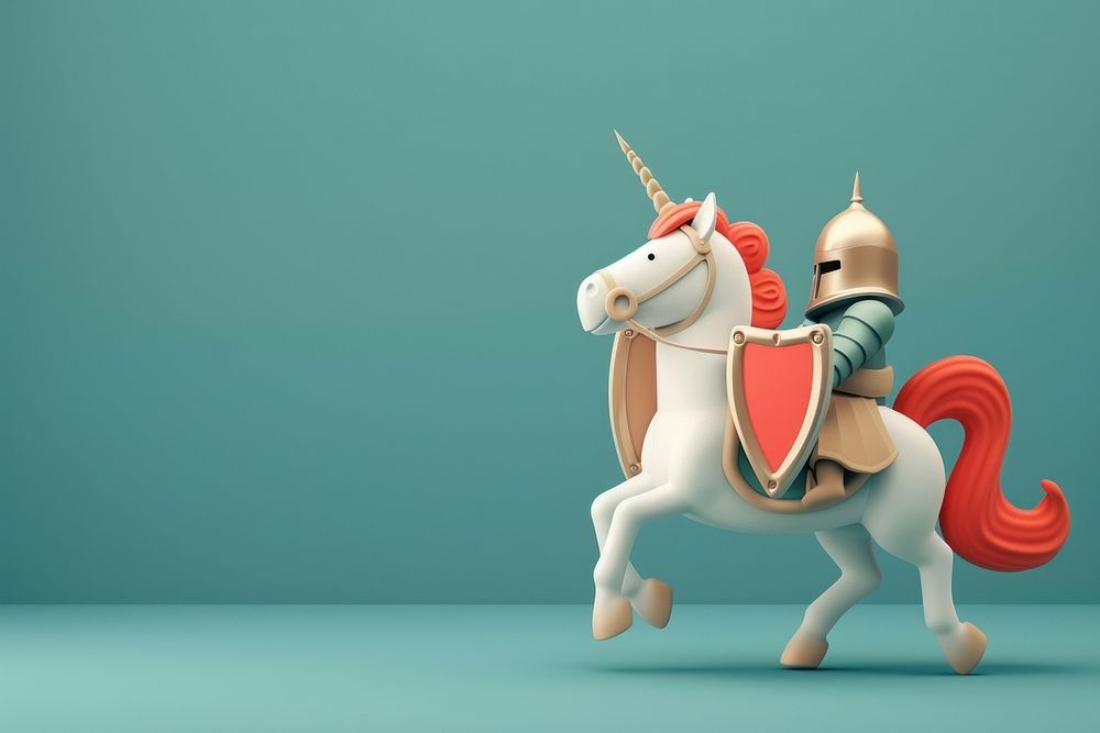 Cute horse knight background cartoon animal toy.