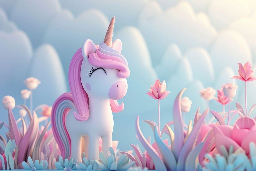 Cute pony unicorn background cartoon outdoors nature.