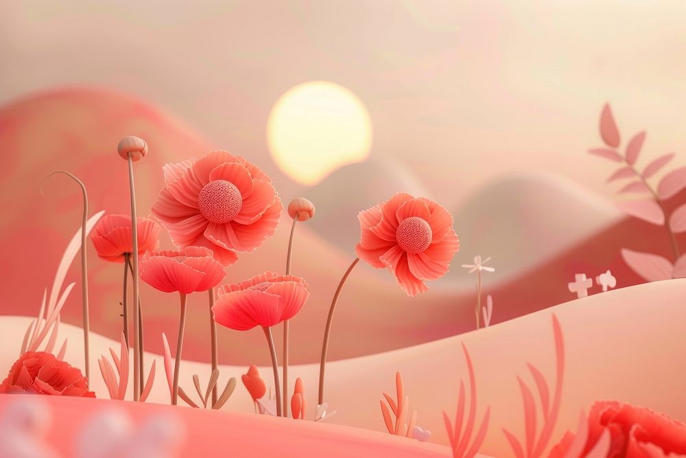 Cute poppy background outdoors flower plant.