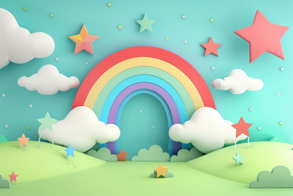 Cute rainbow background outdoors cartoon tranquility.