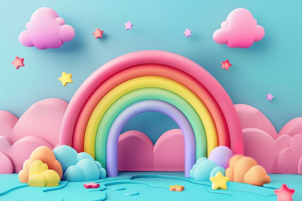 Cute sky rainbow background confectionery celebration creativity.