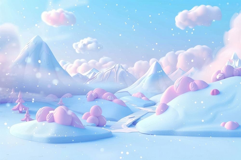 Cute snow mountain background outdoors cartoon nature.