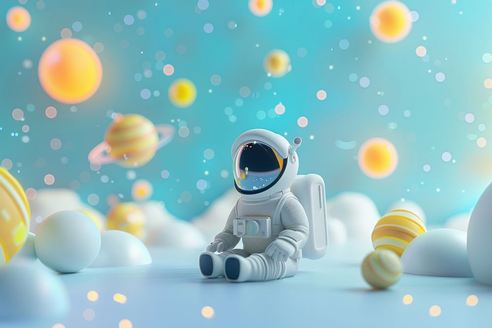 Cute space and astronaut background cartoon representation celebration.