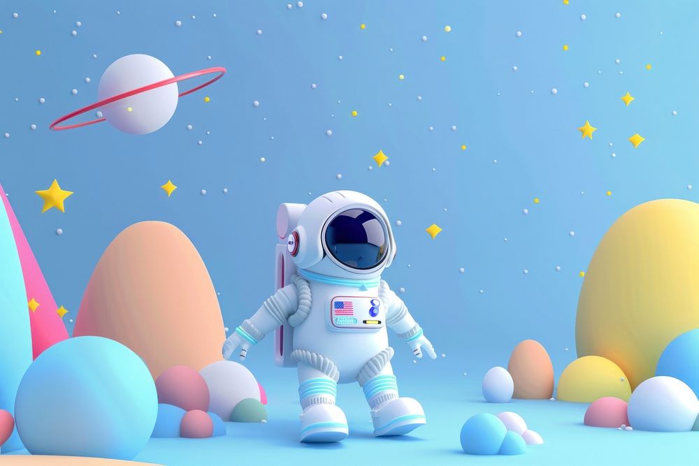 Cute space and astronaut background balloon cartoon representation.