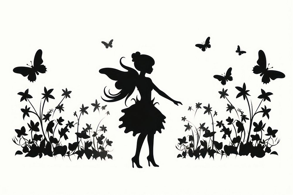 Fairy silhouette clip art creativity monochrome butterfly.