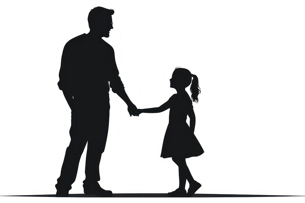 Father And Daughter silhouette clip art adult white background togetherness.