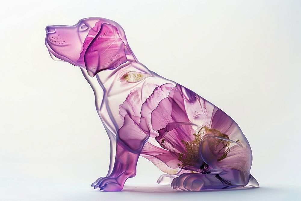 Flower resin art in dog animal mammal purple.
