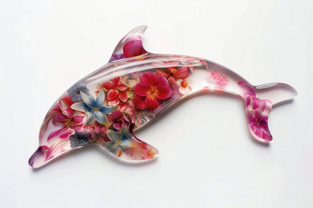Flower resin art in dolphin animal mammal fish.
