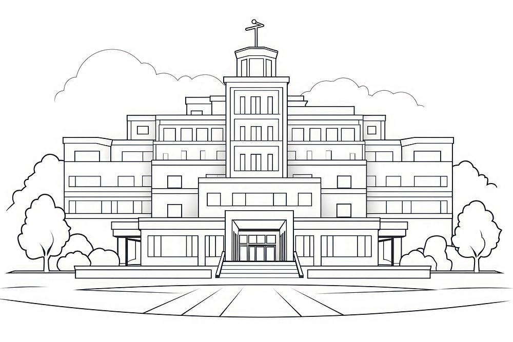 Hospital sketch architecture building.