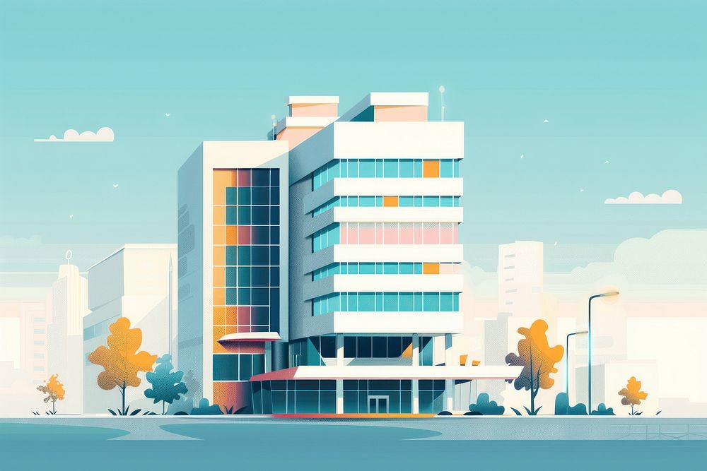 Minimal smart city building architecture neighbourhood headquarters.